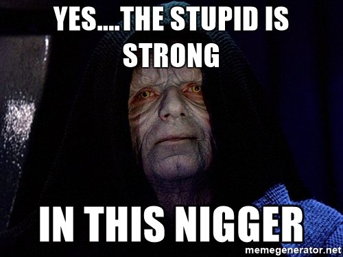 Name:  nig yesthe-stupid-is-strong-in-this-nigger.jpg
Views: 1430
Size:  32.7 KB